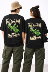 Pixelink - Grasshopper - Puff Print - Unisex Oversized T-Shirt - Black Color Back View 2