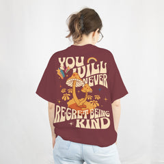 Grow with Kindness Oversized T-Shirt Wine Color Back View 2