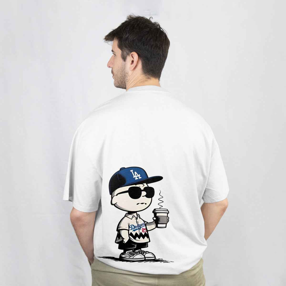Humorous Coffee Lover Oversized T-Shirt Back View 1