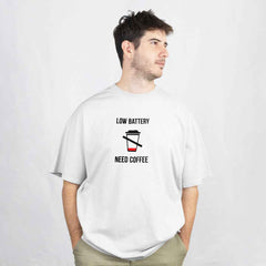 Humorous Coffee Lover Oversized T-Shirt Front View 1