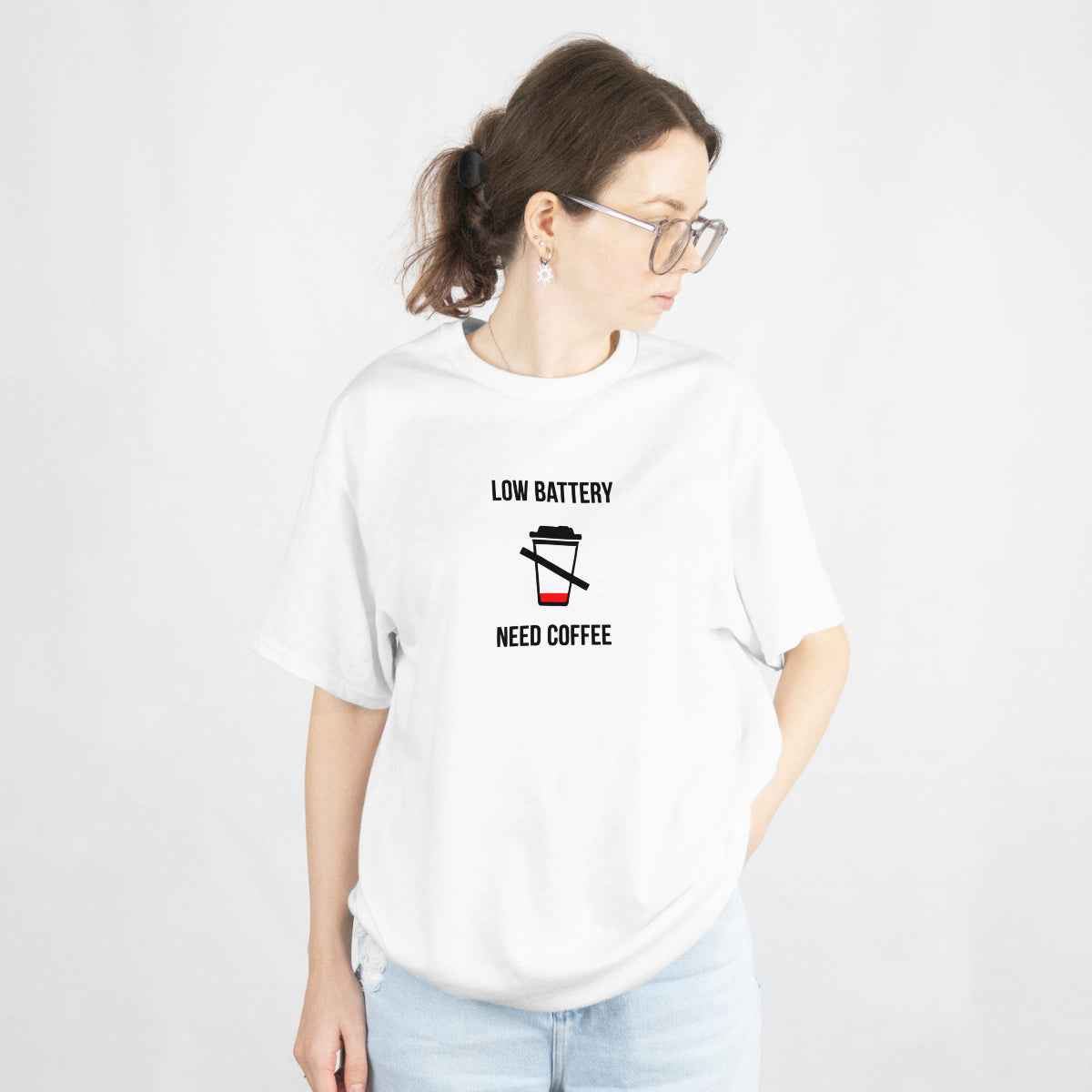 Humorous Coffee Lover Oversized T-Shirt Front View 1