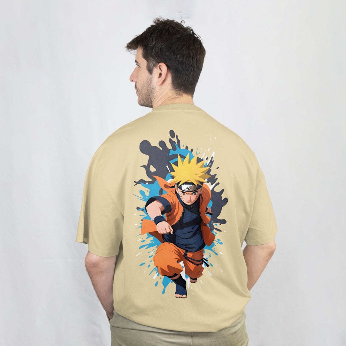 Naruto Anime Beige Oversized T-Shirt Back View 1