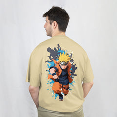 Naruto Anime Beige Oversized T-Shirt Back View 1