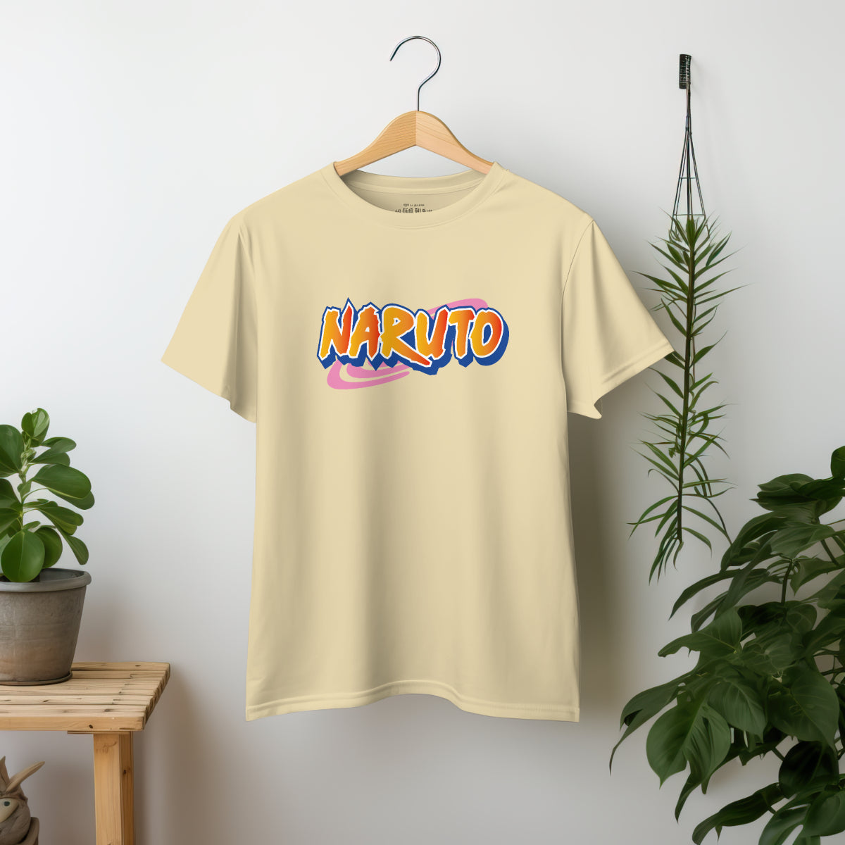 Naruto Anime Beige Oversized T-Shirt