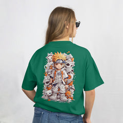 Baby Naruto Anime Bottle Green Oversized T-Shirt Back View 2