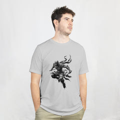 Light Gray Ninja Warrior Relaxed Fit T-shirt Front View 1
