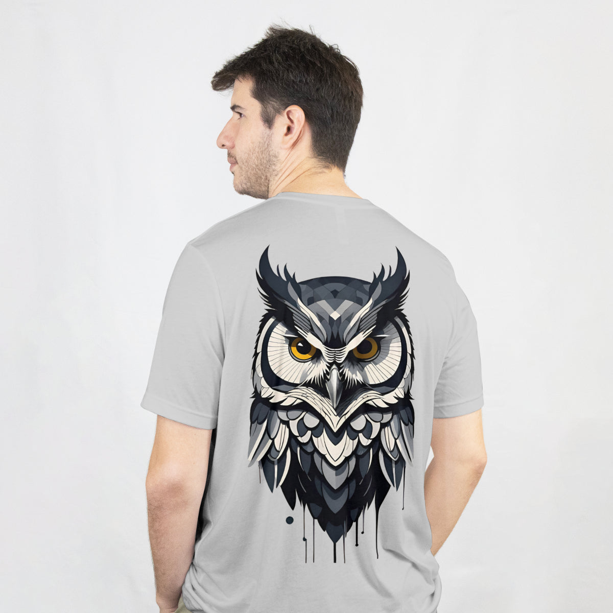 Light Gray The Night Watcher Relaxed Fit T-Shirt Back View 1