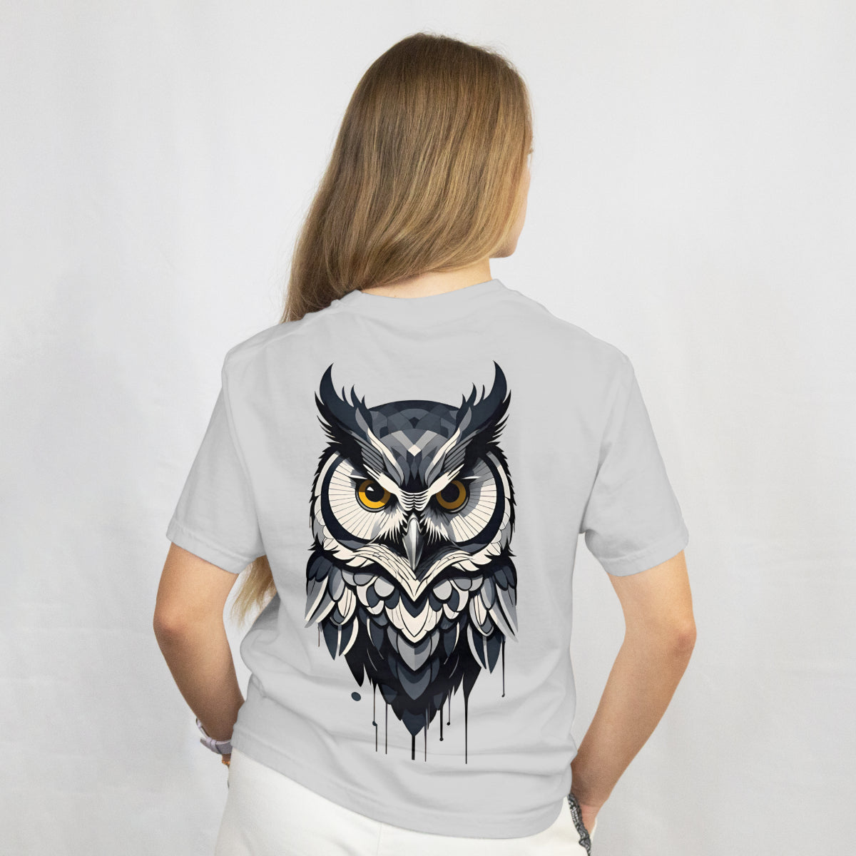 Light Gray The Night Watcher Relaxed Fit T-Shirt Back View 2