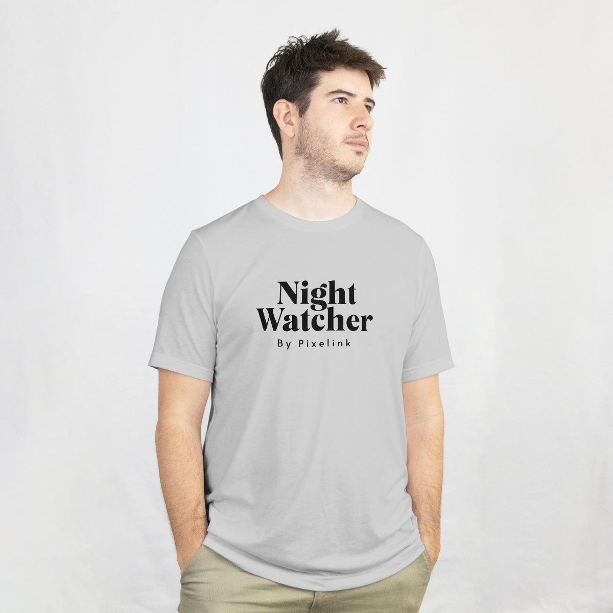 Light Gray The Night Watcher Relaxed Fit T-Shirt Front View 1