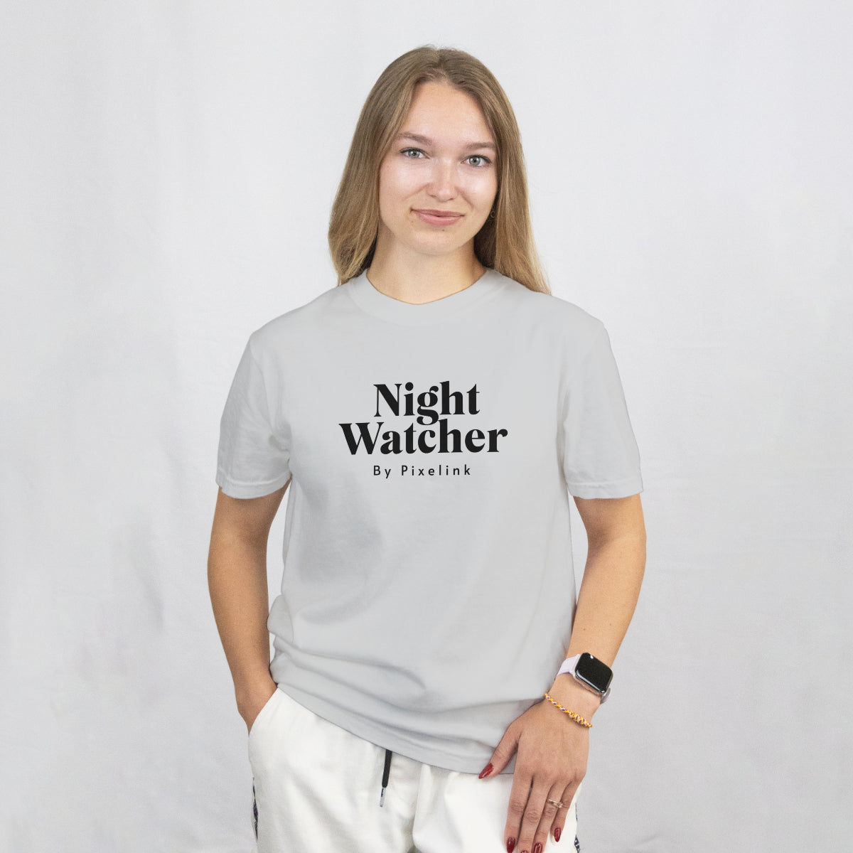 Light Gray The Night Watcher Relaxed Fit T-Shirt Front View 2