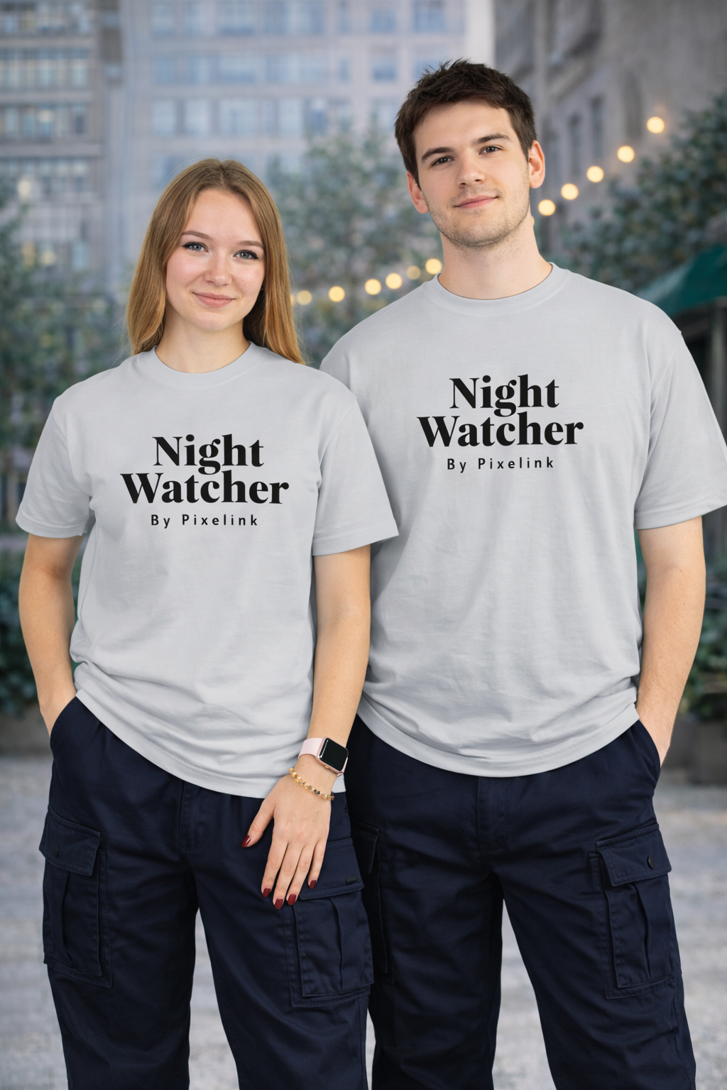 Light Gray The Night Watcher Relaxed Fit T-Shirt Front Full View