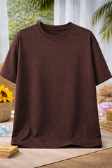 Pixelink - Positive Beach - Puff and Texture Print - Unisex Oversized T-Shirt - Brown Color Front View 1
