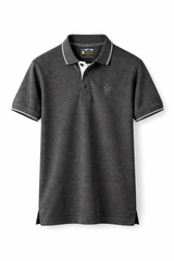Pixelink - Premium Polo T-Shirt - Regular Fit - Black Mélange Color Front View 2