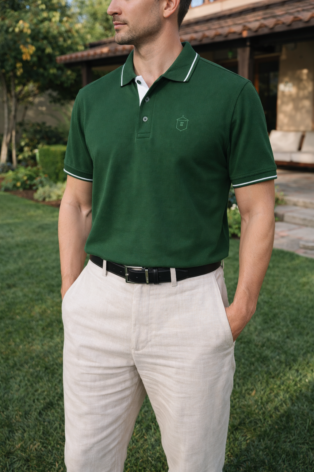 Pixelink - Premium Polo T-Shirt - Regular Fit - Bottle Green Color Front View 1