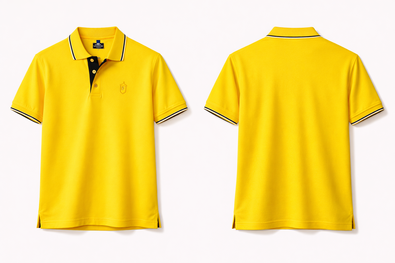 Pixelink - Premium Polo T-Shirt - Regular Fit - Yellow Color Front Back