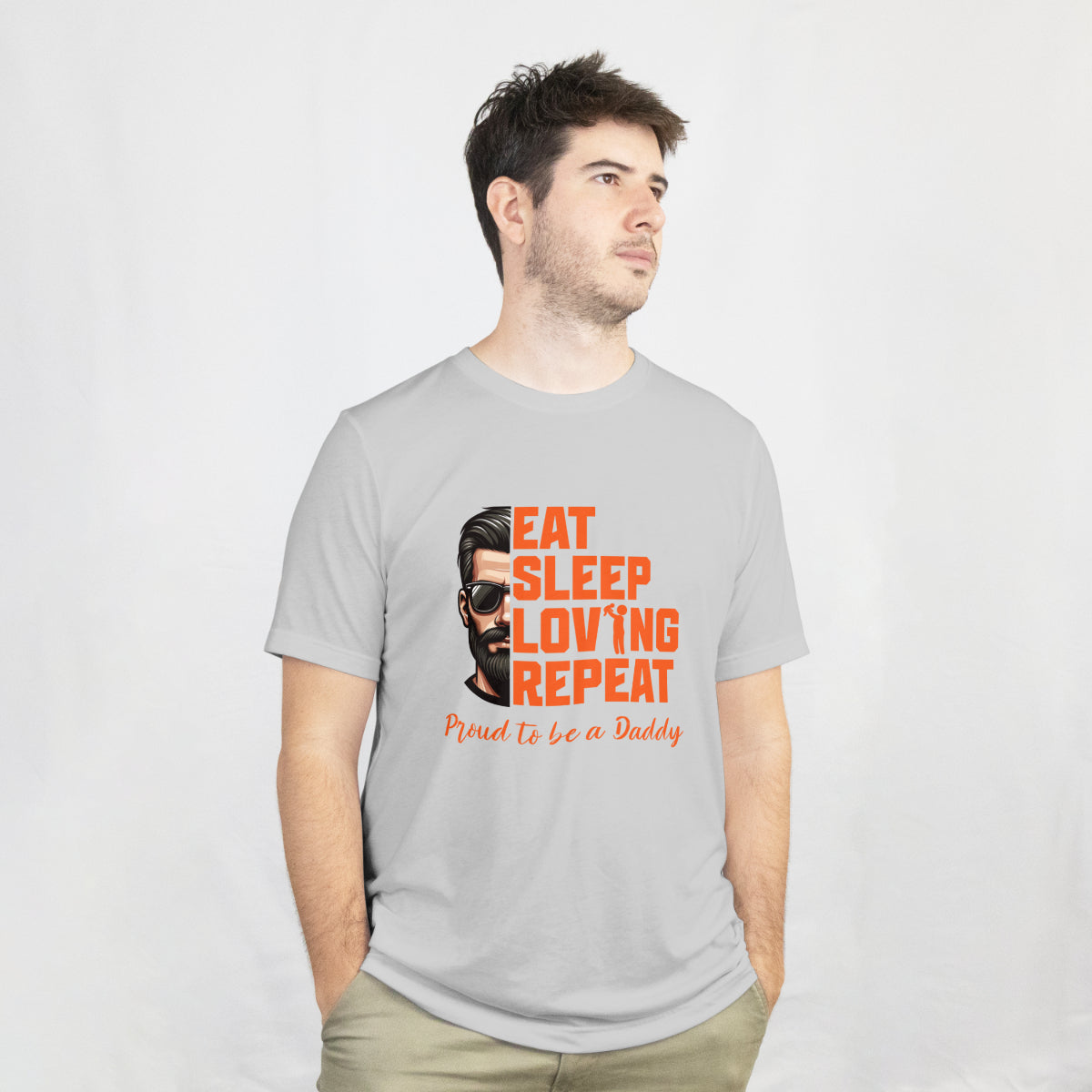 Light Gray Proud to be best dady Relaxed Fit T-Shirt Front View 1