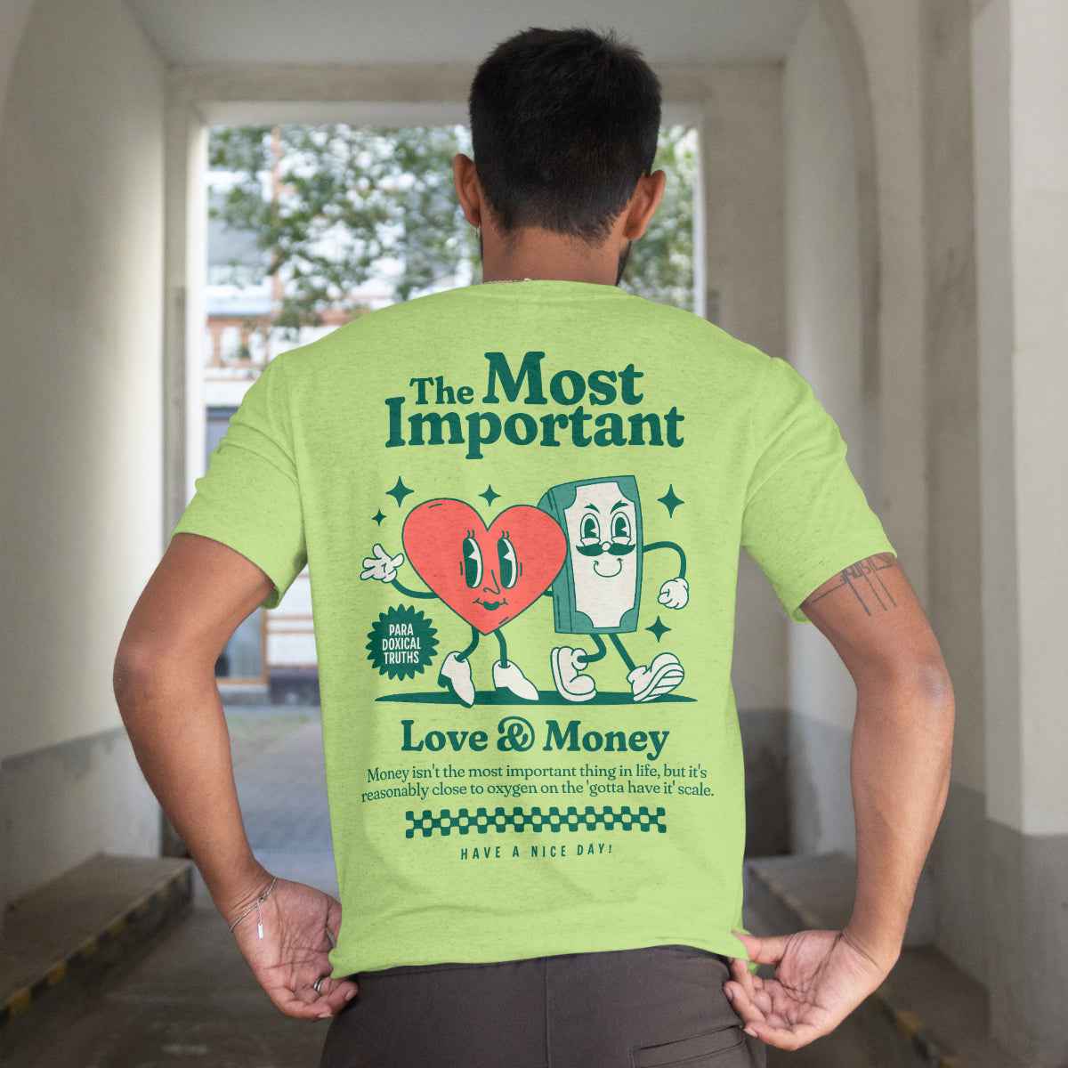 Love and Money Both Needed Pista Regular Fit T-Shirt Back View 1