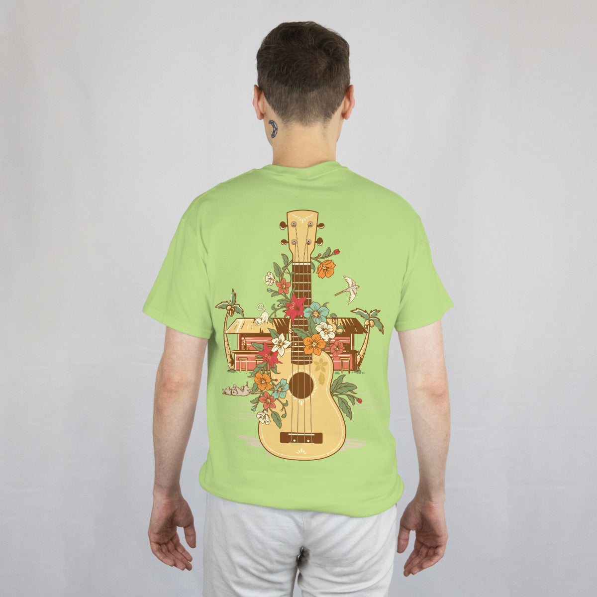 Ukulele Music Lover Graphic Relaxed Fit T-Shirt Back View 1