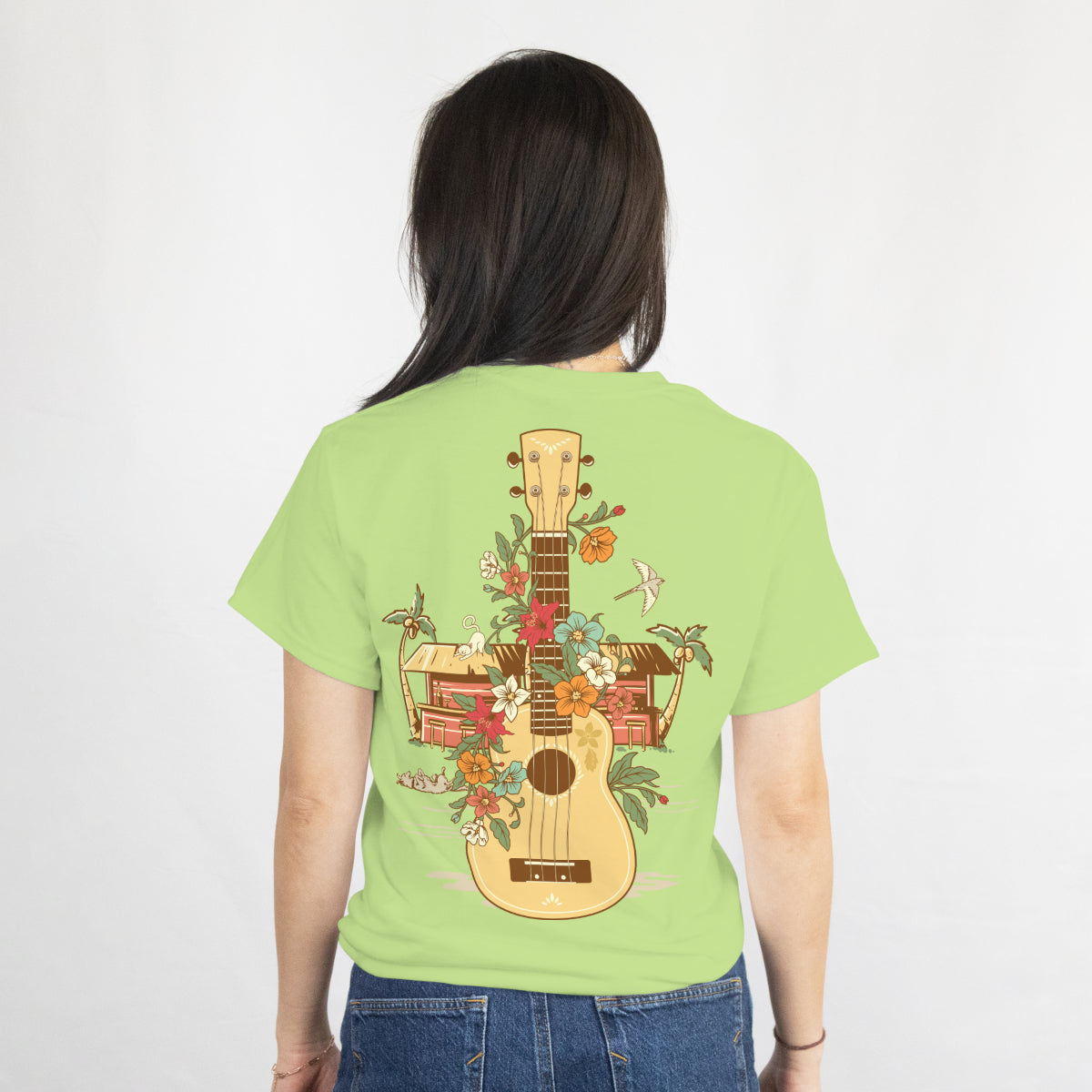 Ukulele Music Lover Graphic Relaxed Fit T-Shirt Back View 2