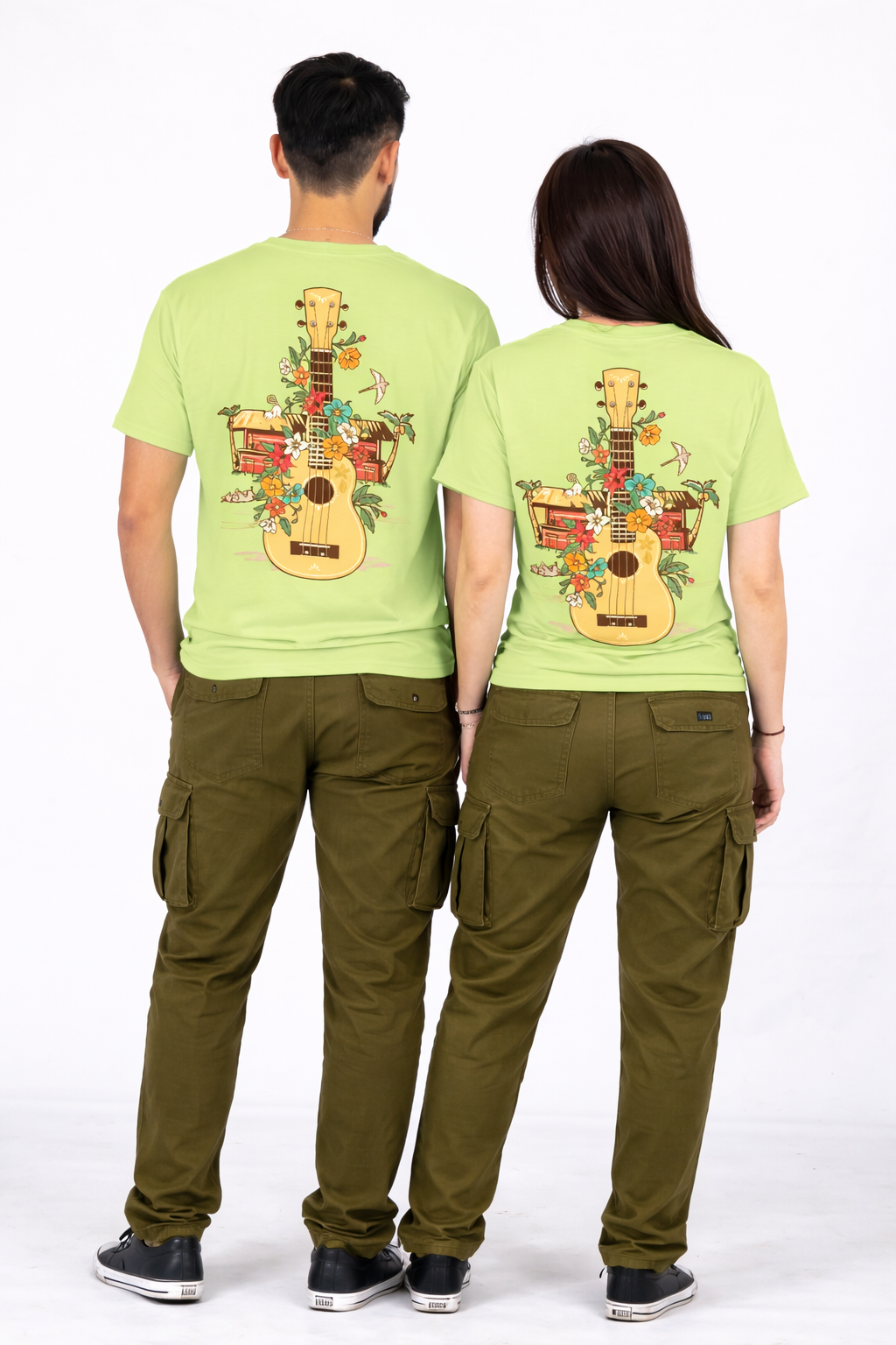 Ukulele Music Lover Graphic Relaxed Fit T-Shirt Back Full View