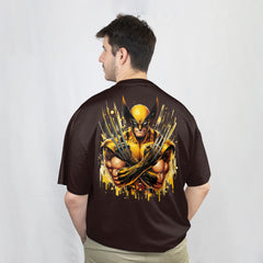 X-Men Wolverine Fan Oversized T-Shirt Dark Chocolate Back View 1