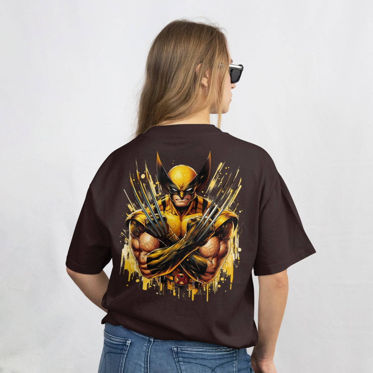 X-Men Wolverine Fan Oversized T-Shirt Dark Chocolate Back View 2