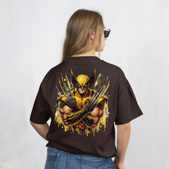 X-Men Wolverine Fan Oversized T-Shirt Dark Chocolate Back View 2