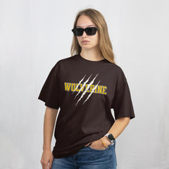 X-Men Wolverine Fan Oversized T-Shirt Dark Chocolate Front View 2