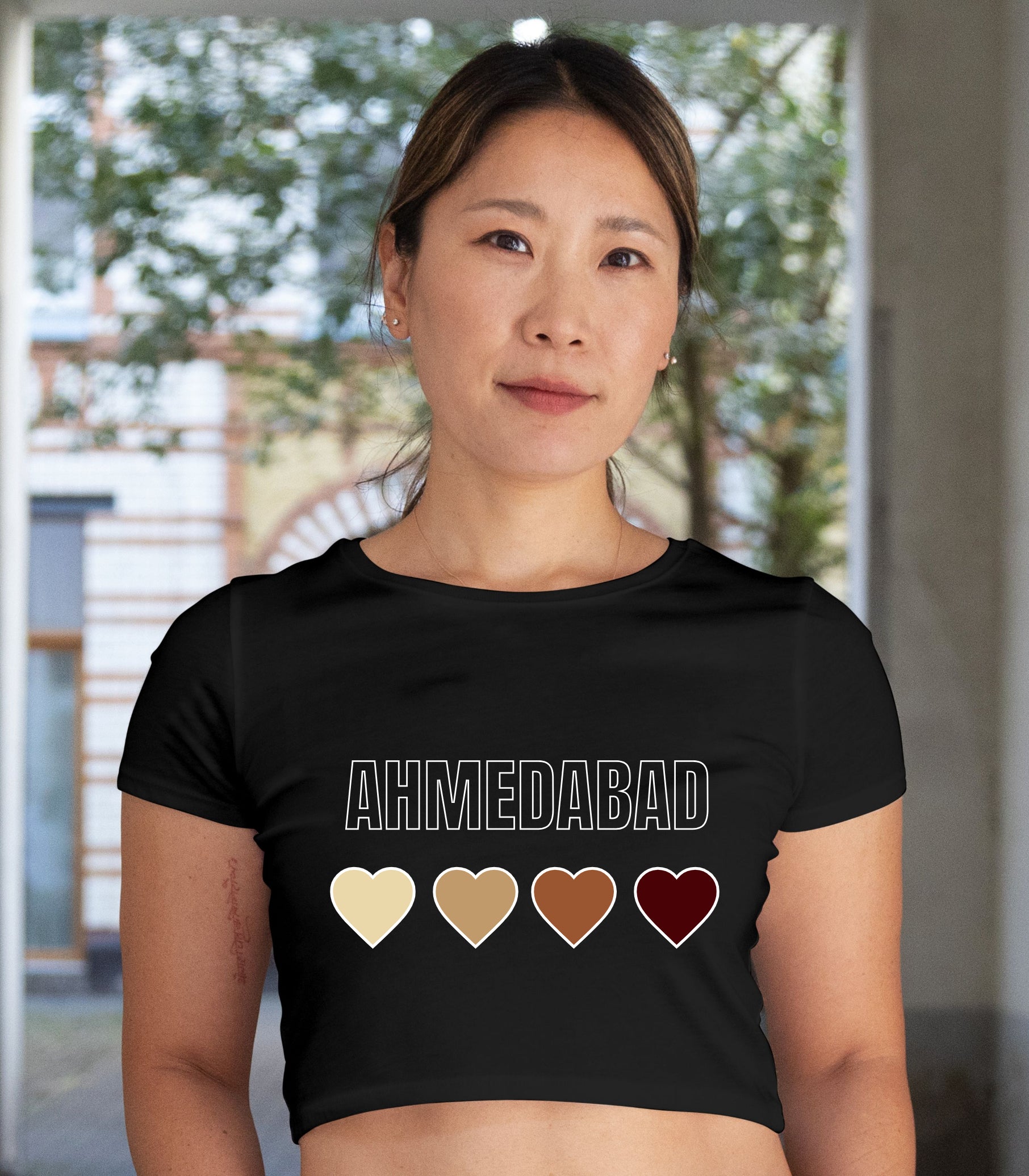 Pixelink - City Love Graphic Printed - Crop Top – Black Color
