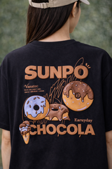 Black Doughnut Oversized Puff Printed T-Shirt Back View 3