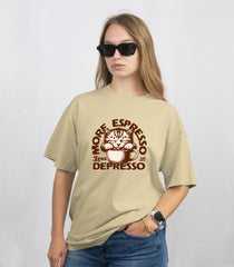 More Expresso Beige Oversized T-Shirt Front View 2