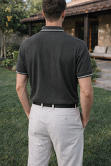 Pixelink - Premium Polo T-Shirt - Regular Fit - Black Mélange Color Back View 1