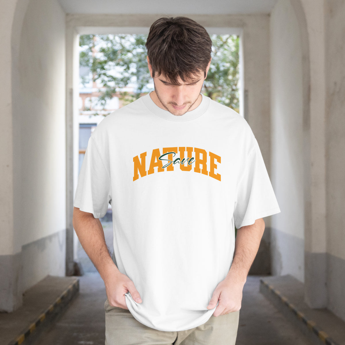 Pixelink - Save Nature – Unisex Oversized T-Shirt - White Color Front View 1