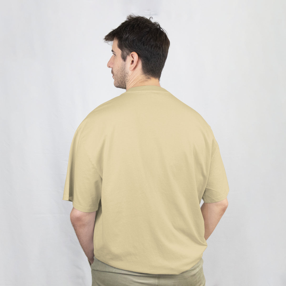 Space Travel Beige Oversized T-Shirt Back View 1