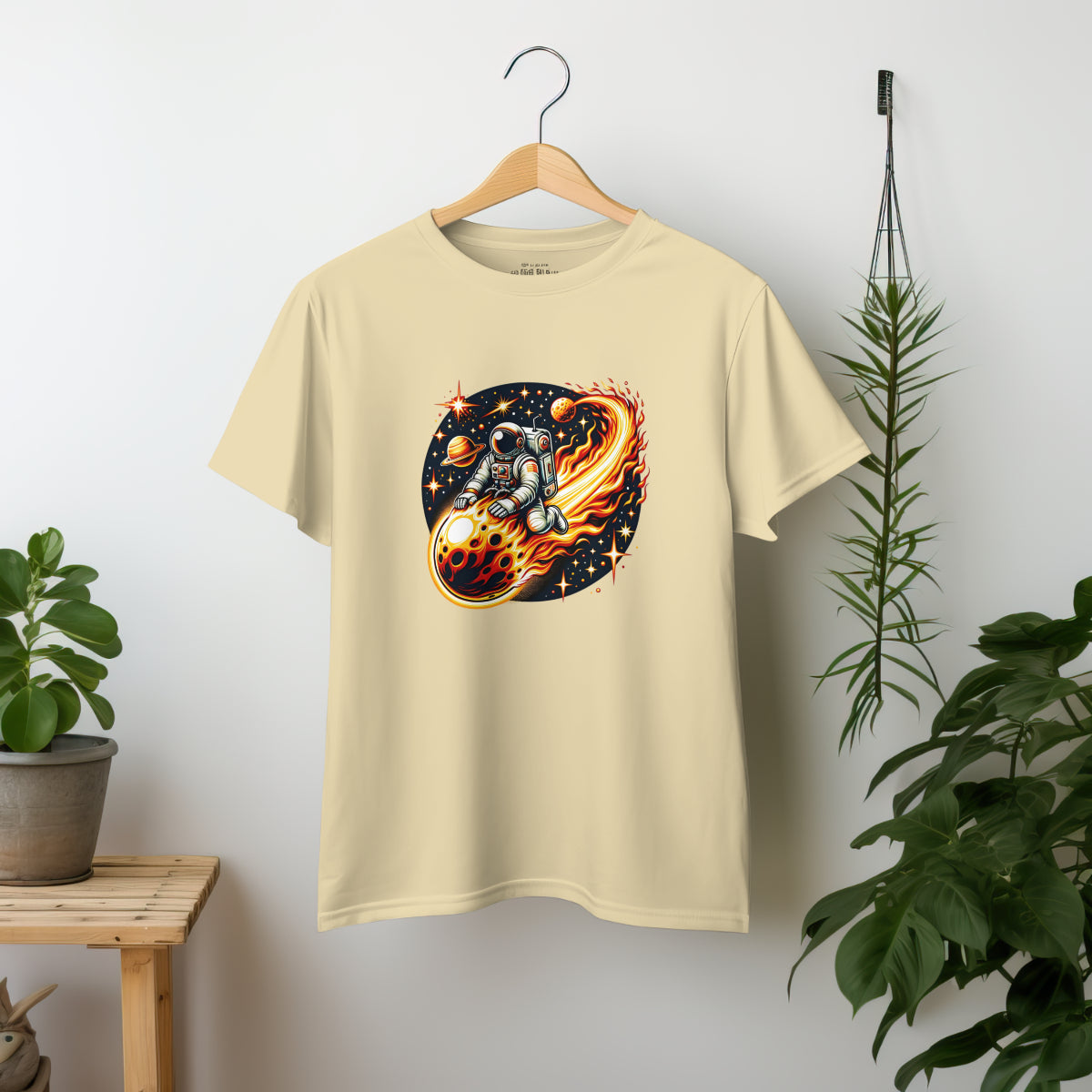 Space Travel Beige Oversized T-Shirt